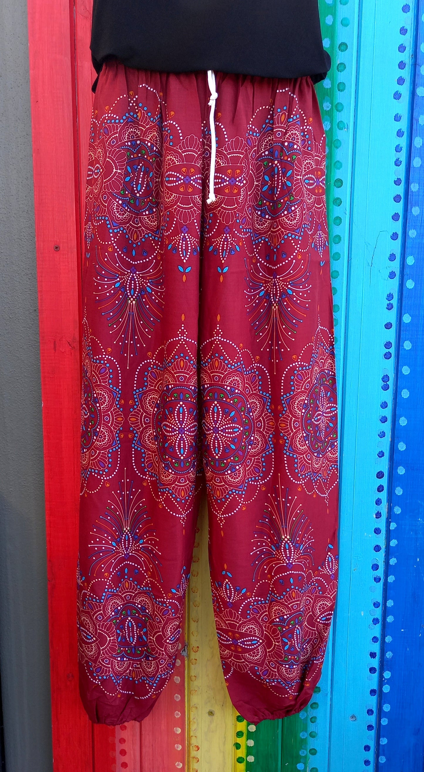 Drawstring Harem Pants - Mandala Pattern