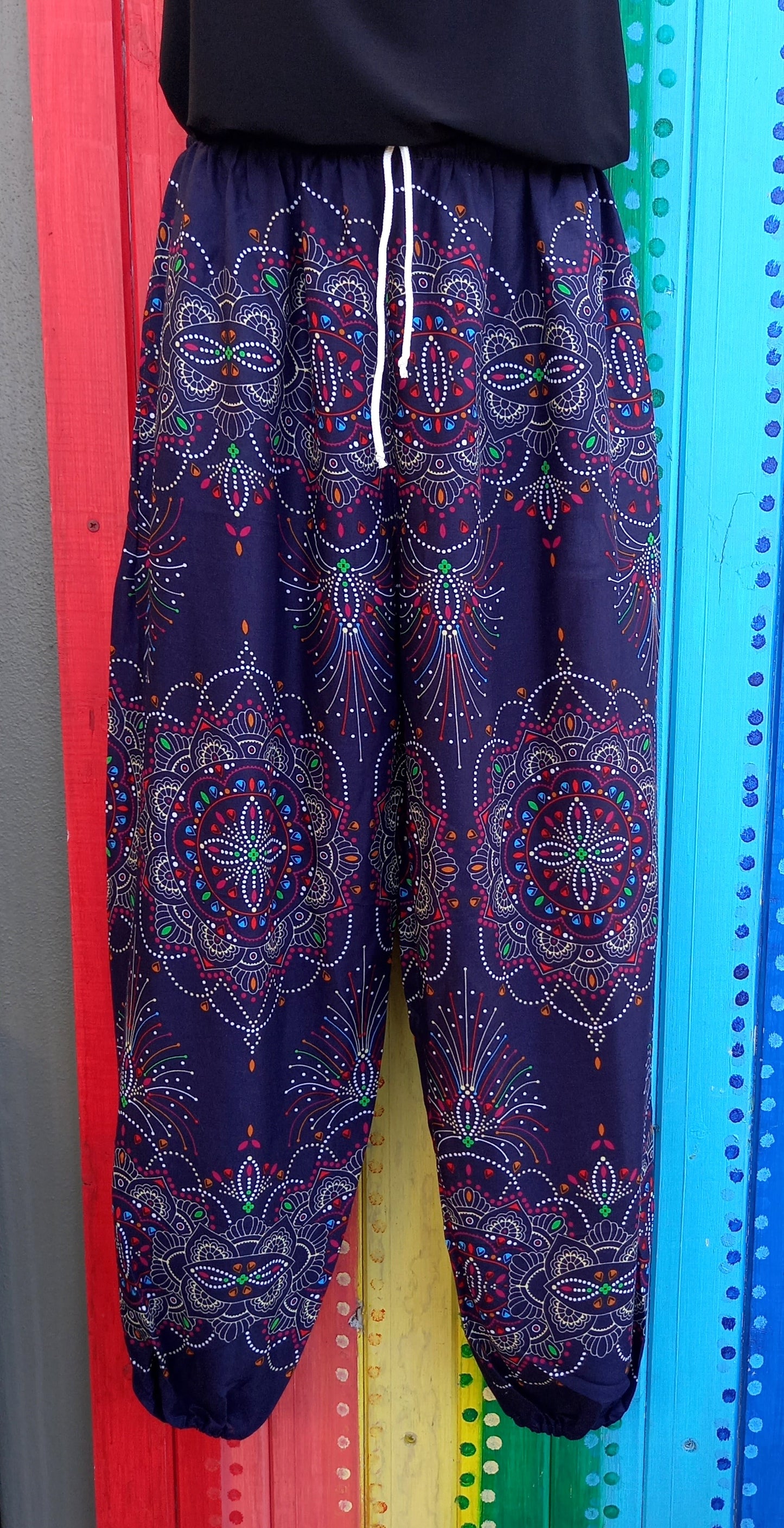 Drawstring Harem Pants - Mandala Pattern
