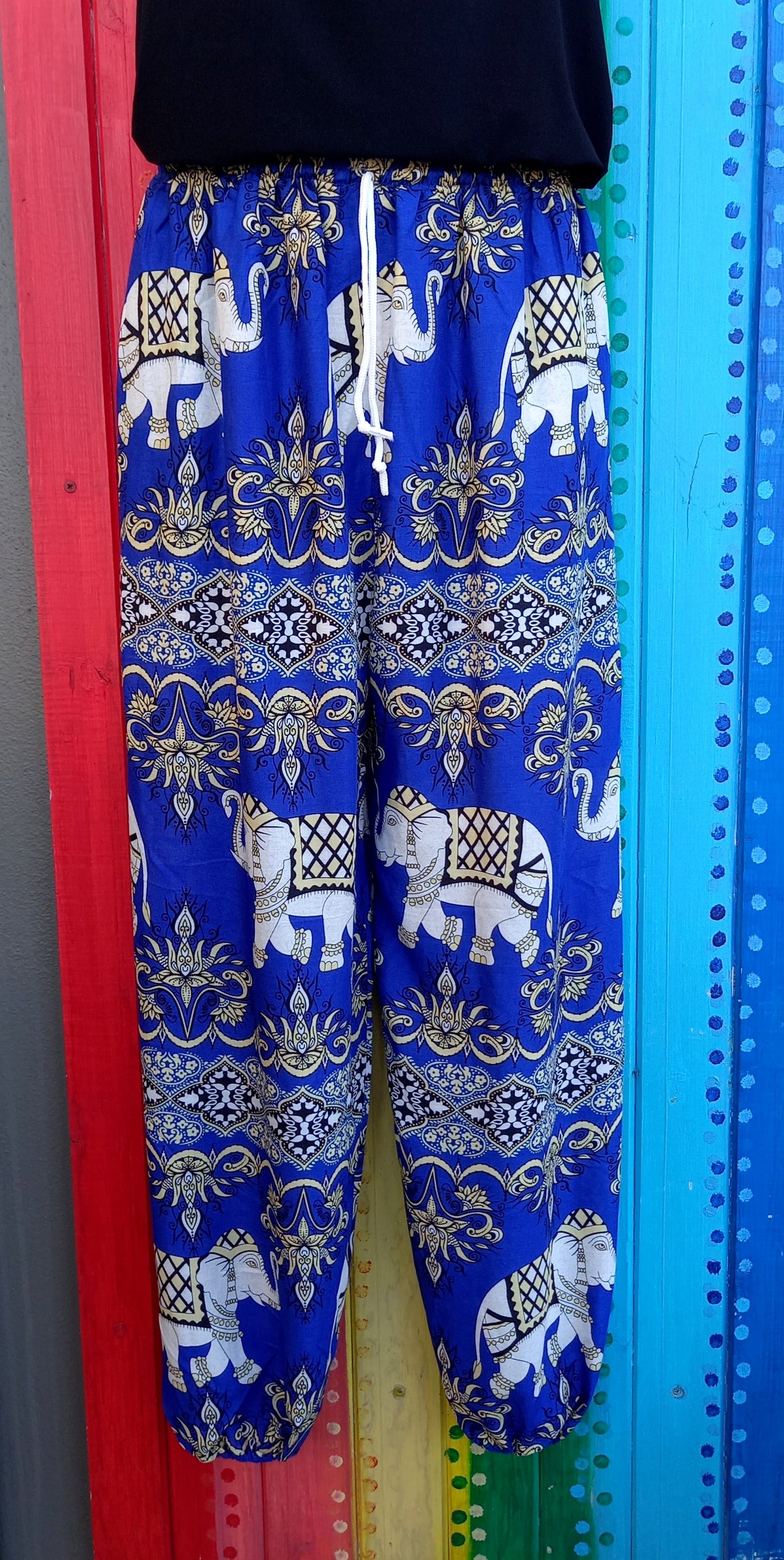 Drawstring Harem Pants - Large Elephants