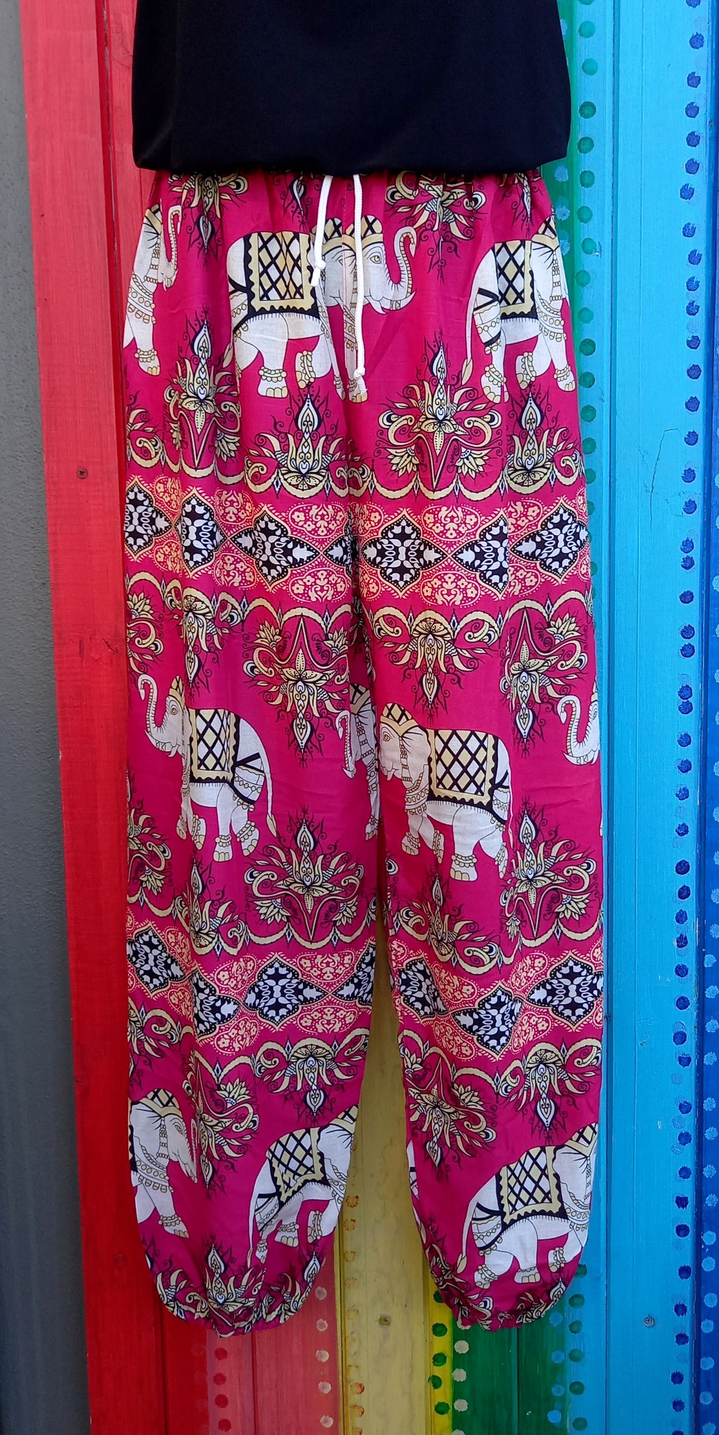 Drawstring Harem Pants - Large Elephants