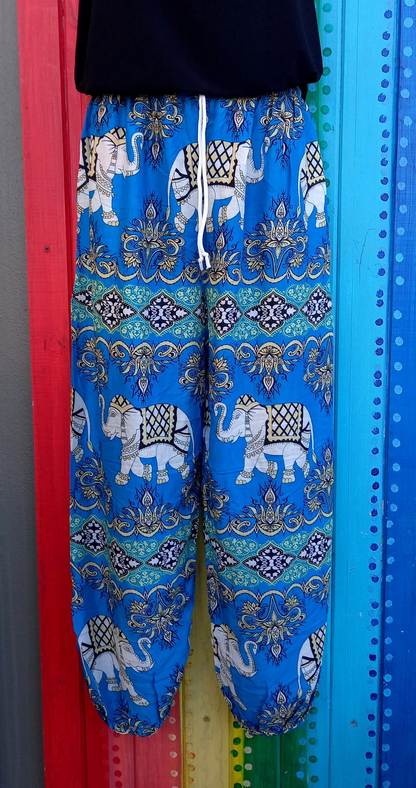 Drawstring Harem Pants - Large Elephants