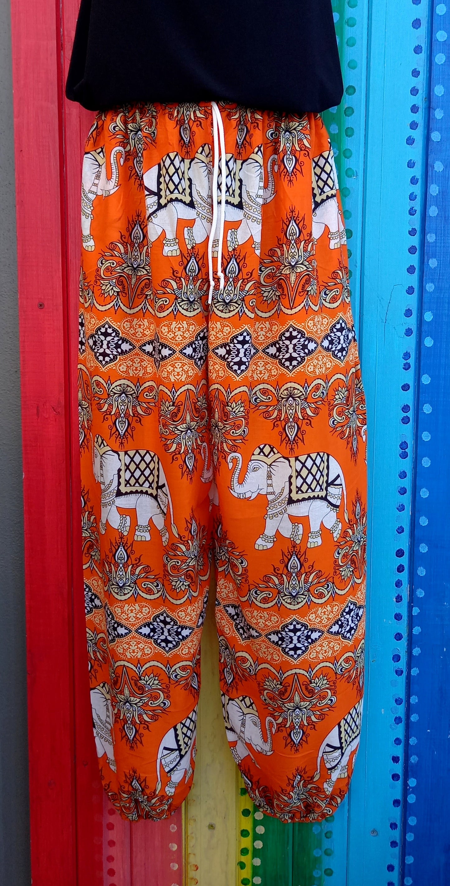 Drawstring Harem Pants - Large Elephants