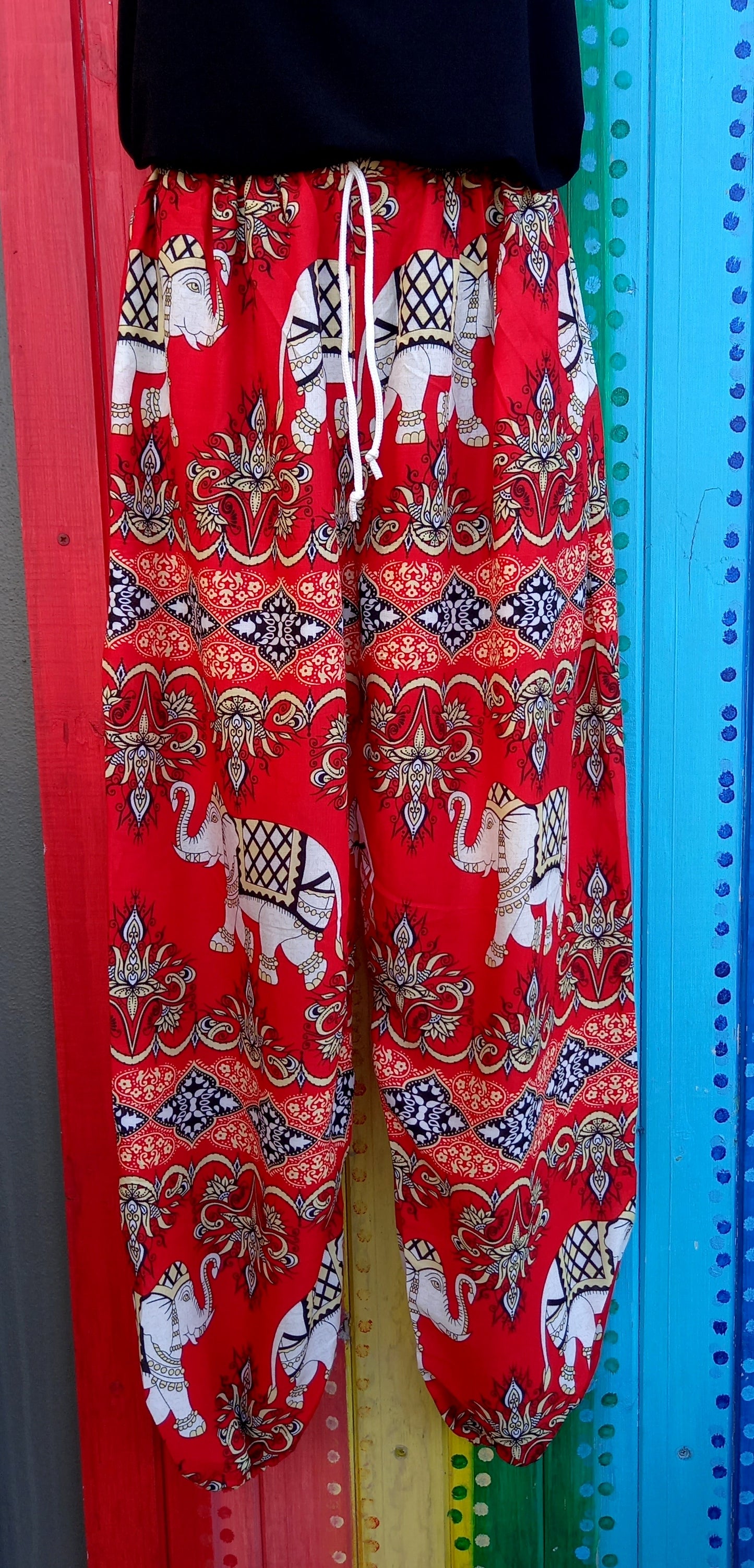 Drawstring Harem Pants - Large Elephants