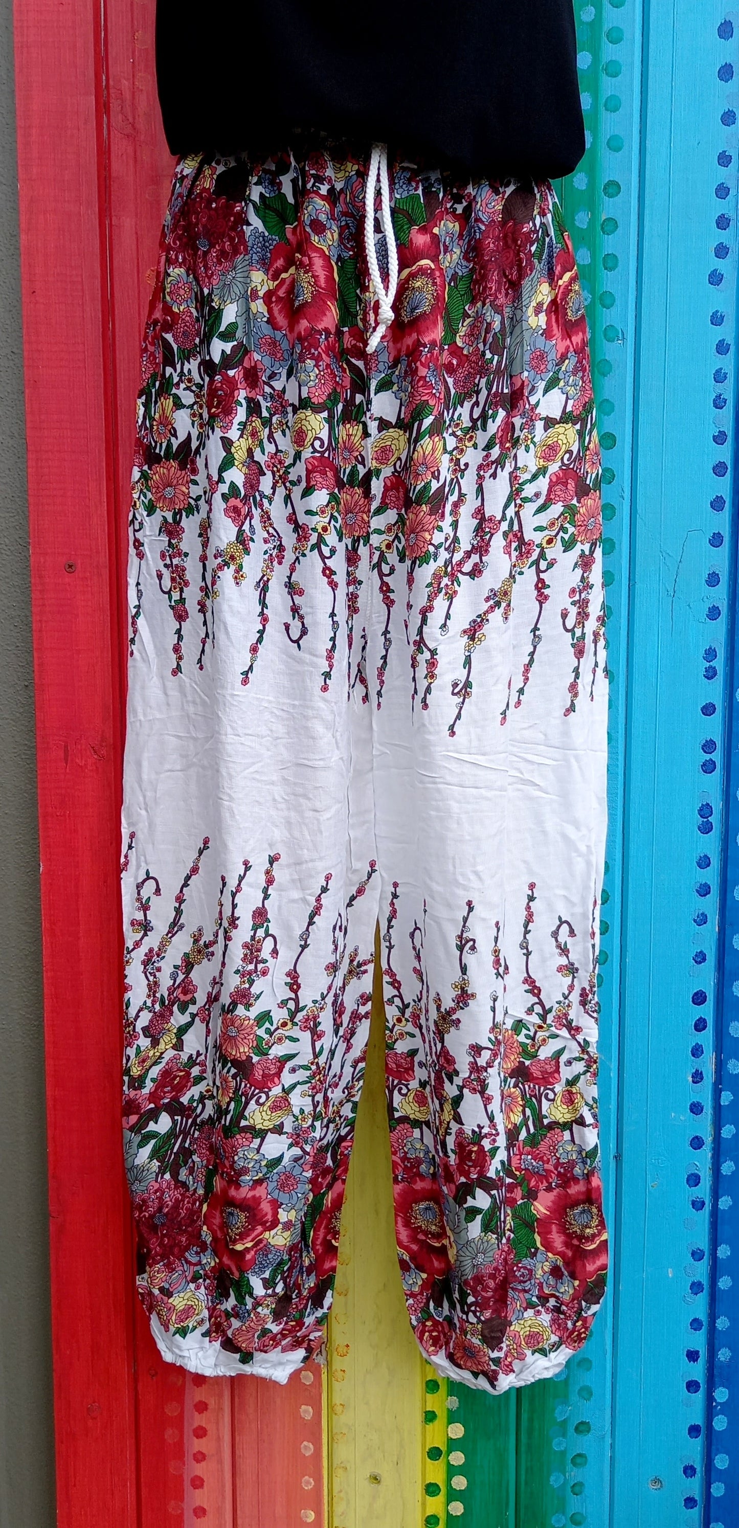 Drawstring Harem Pants - Floral