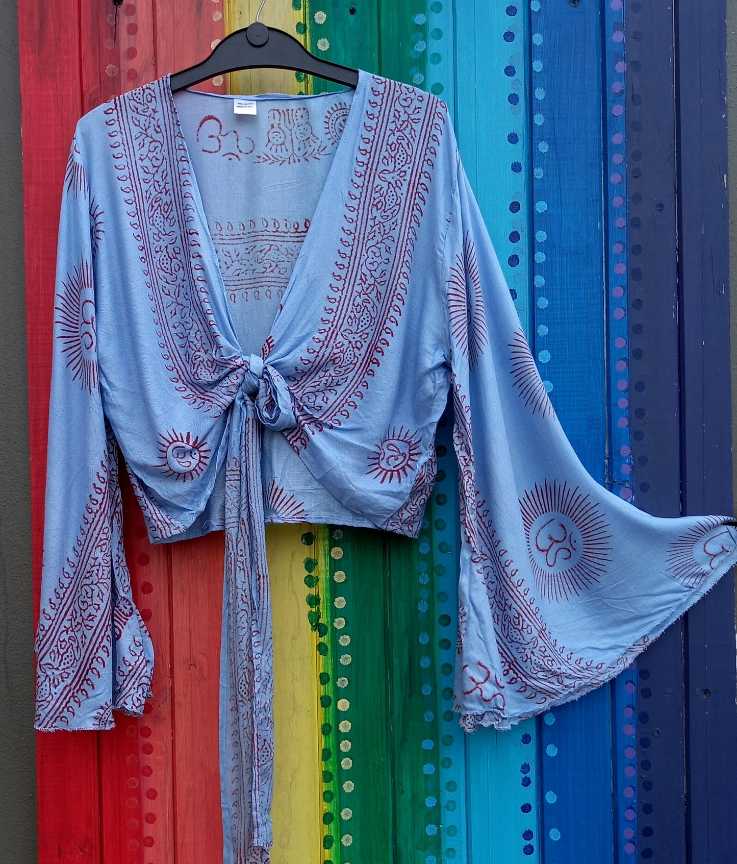 Ramnami Prayer Scarf Bell Sleeved Wrap Around Top