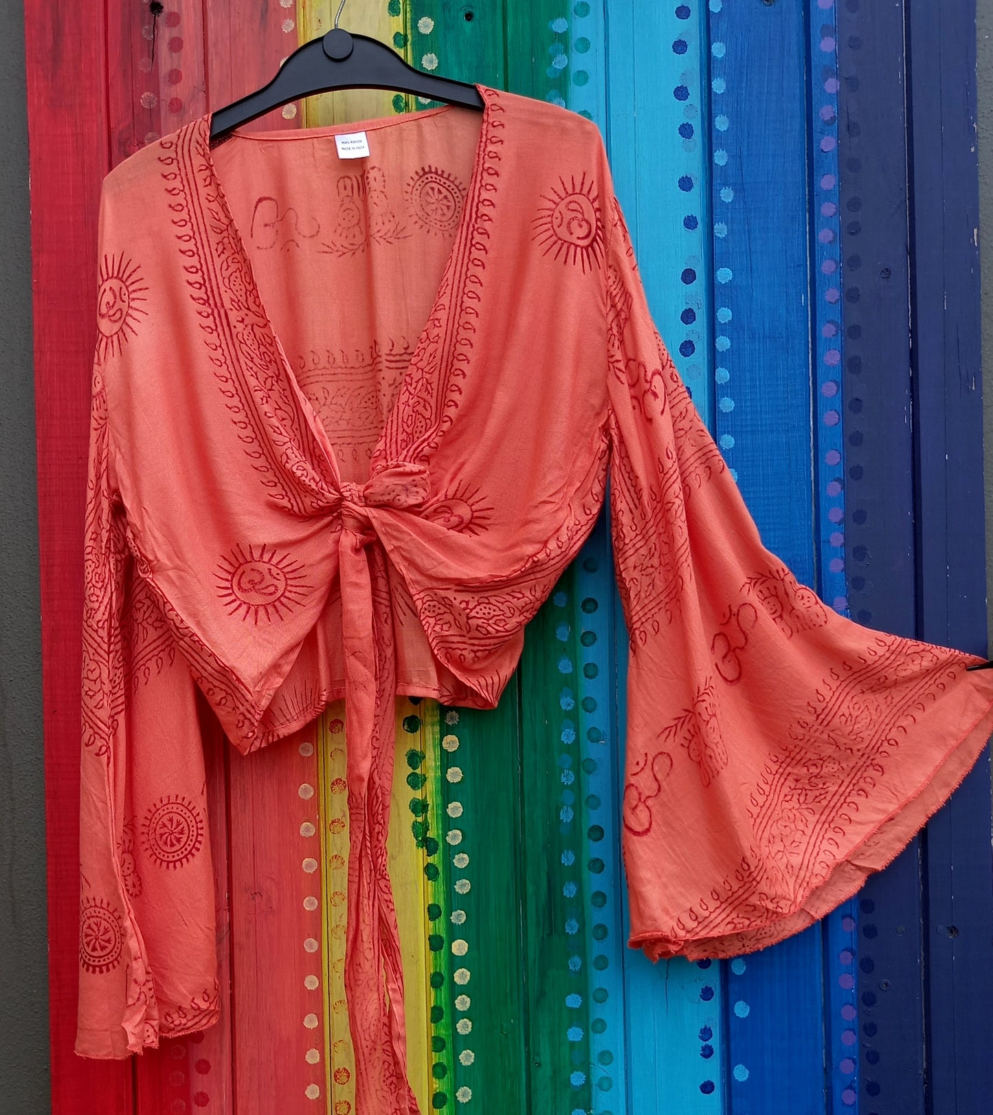 Ramnami Prayer Scarf Bell Sleeved Wrap Around Top