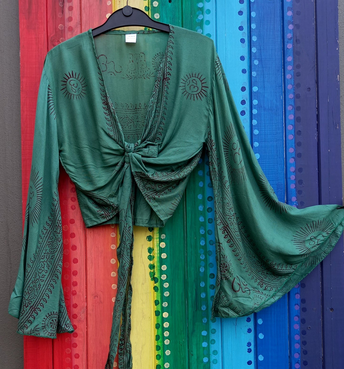 Ramnami Prayer Scarf Bell Sleeved Wrap Around Top