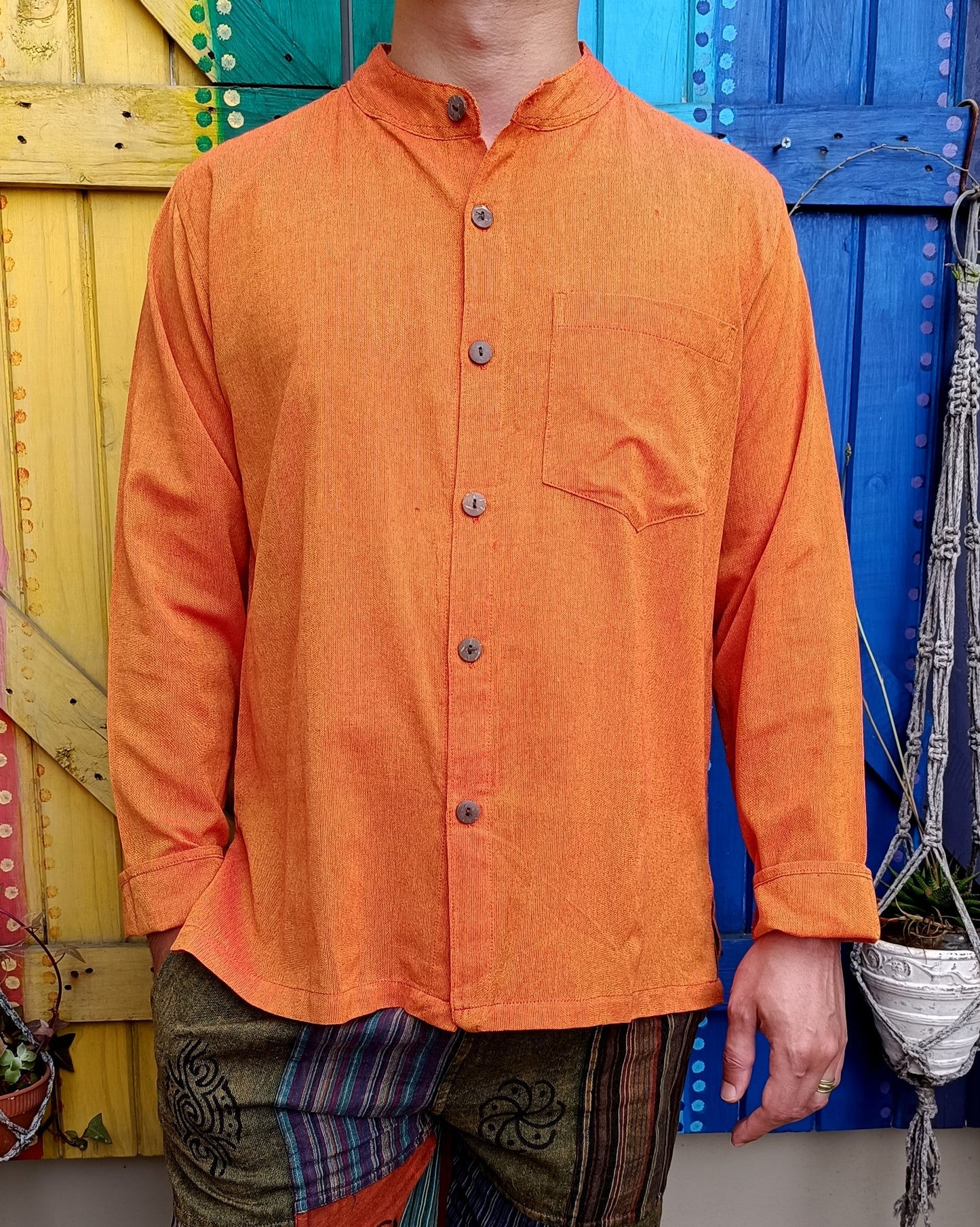 Khaddar Kurta Open Button Long Sleeve Shirts