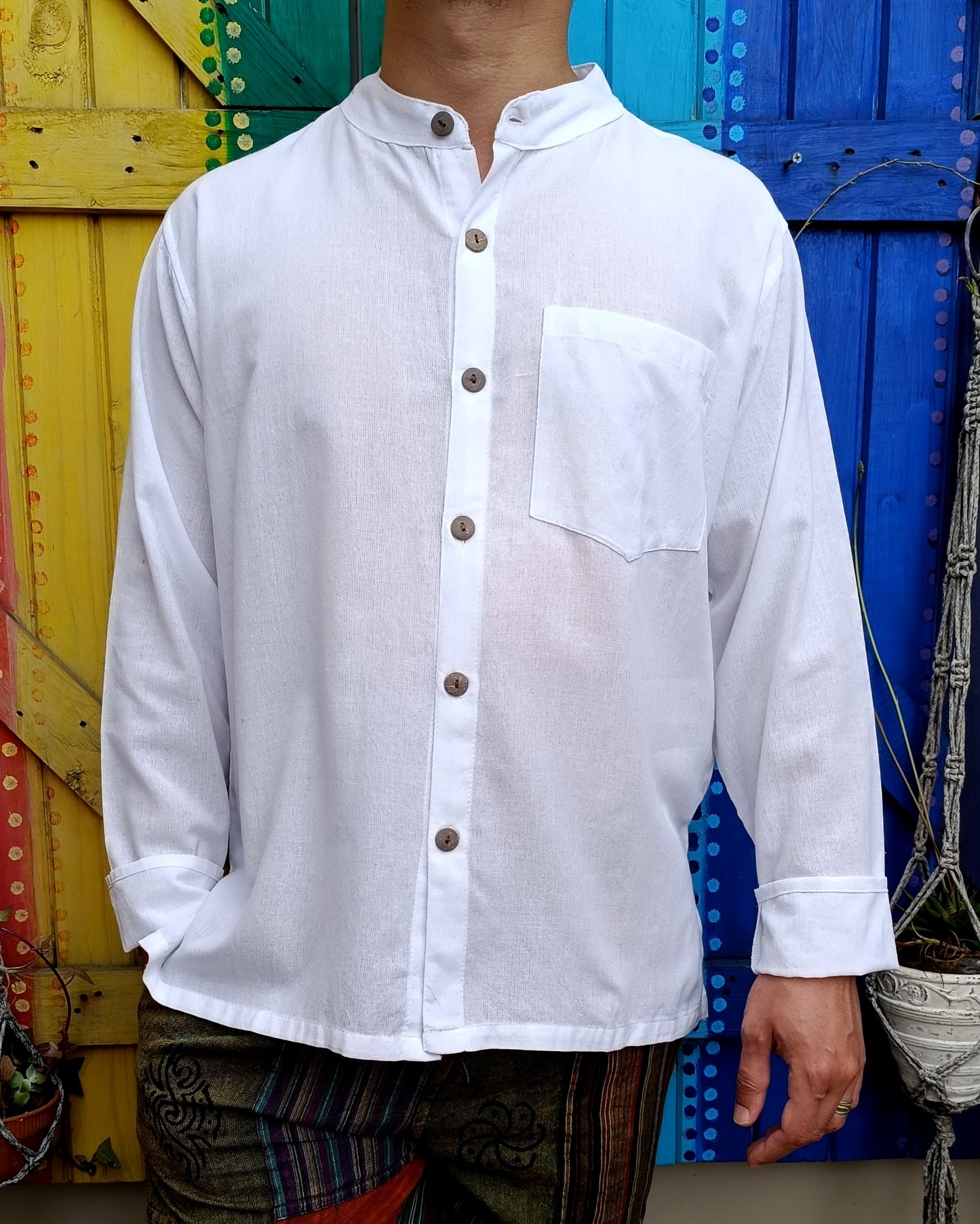 Khaddar Kurta Open Button Long Sleeve Shirts