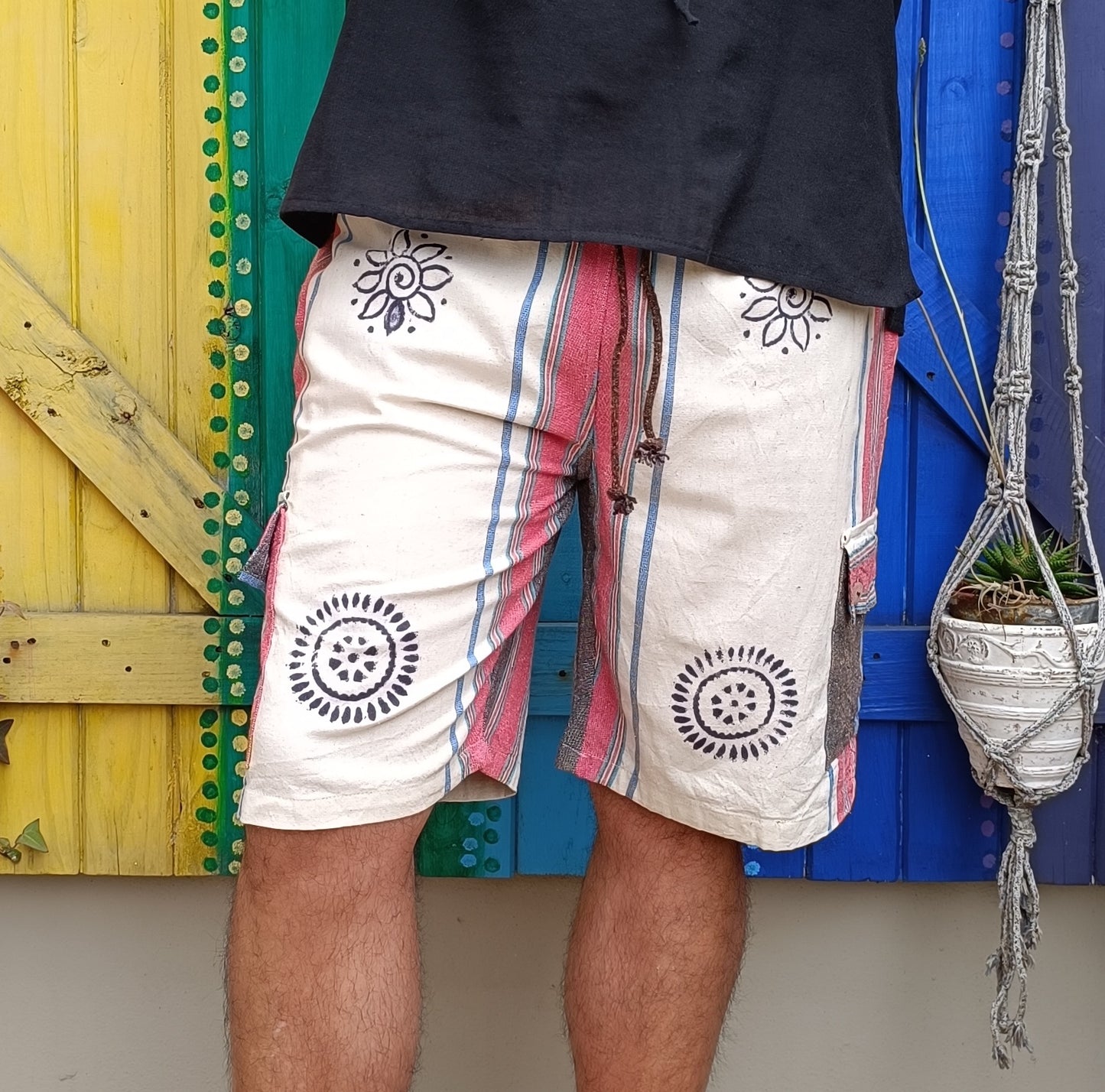 Men's Thick Cotton Shorts Shayma Acid Washed Hippie Shorts