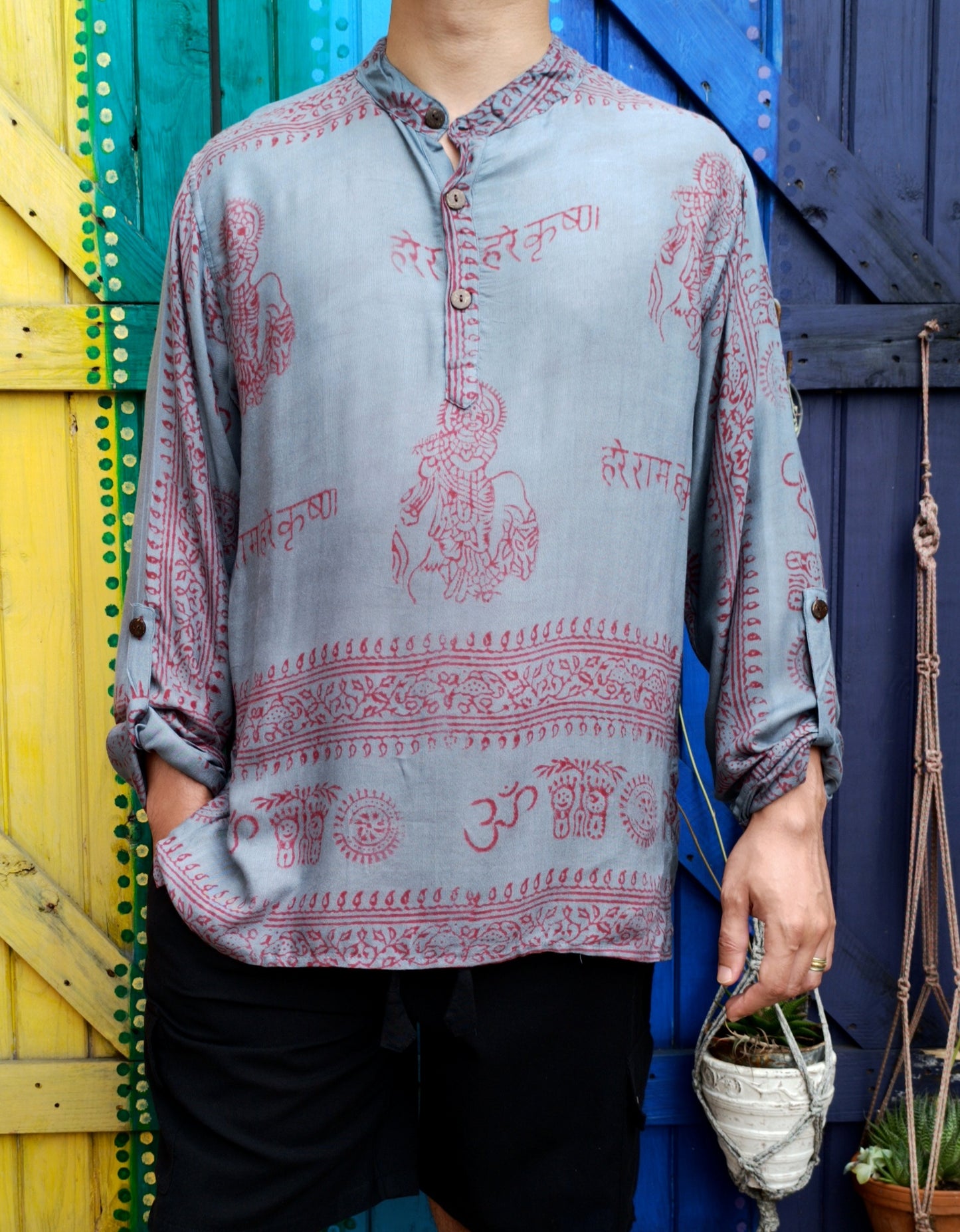 Ramnami Mantra Printed Buttoned Sleeve Shirt