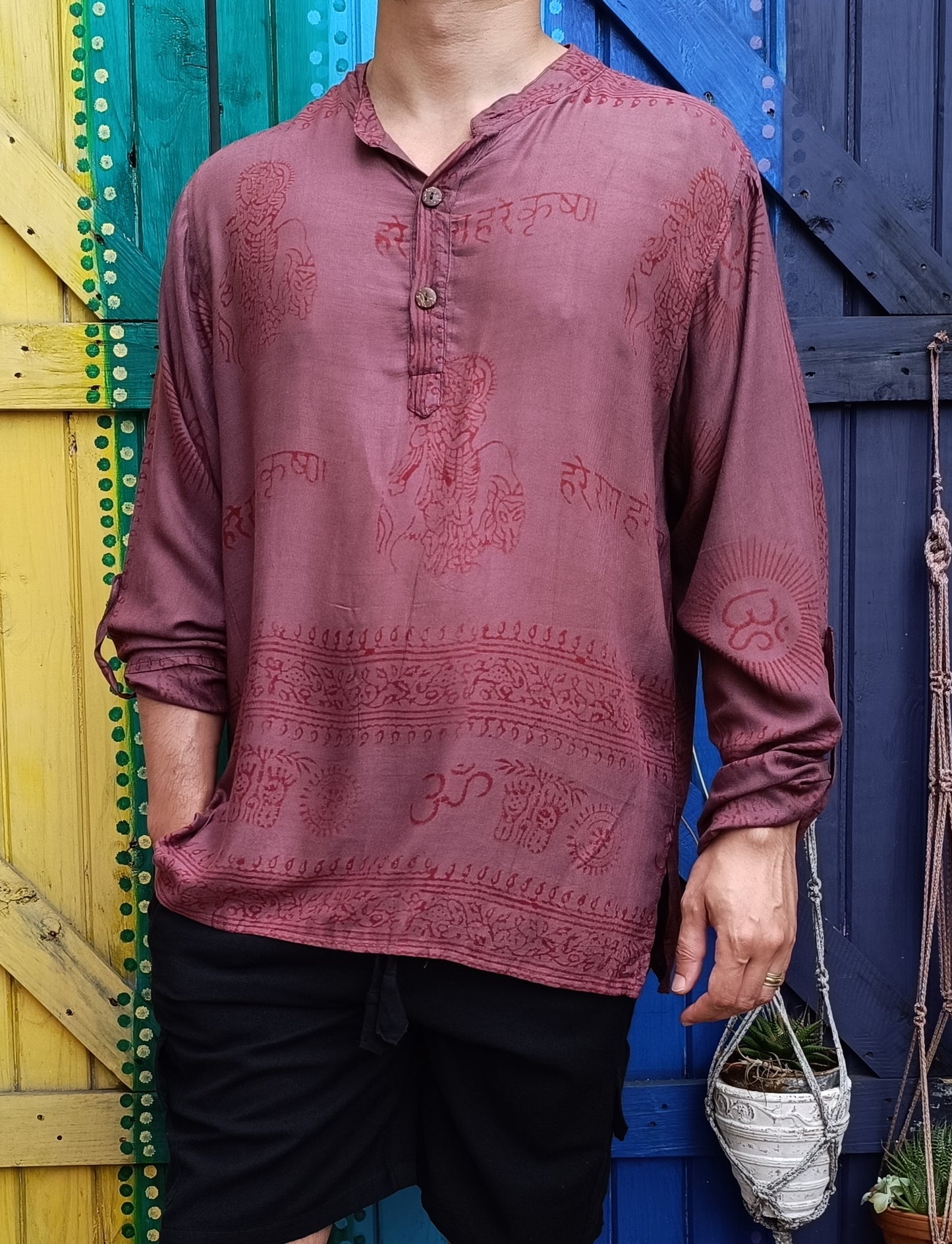 Ramnami Mantra Printed Buttoned Sleeve Shirt