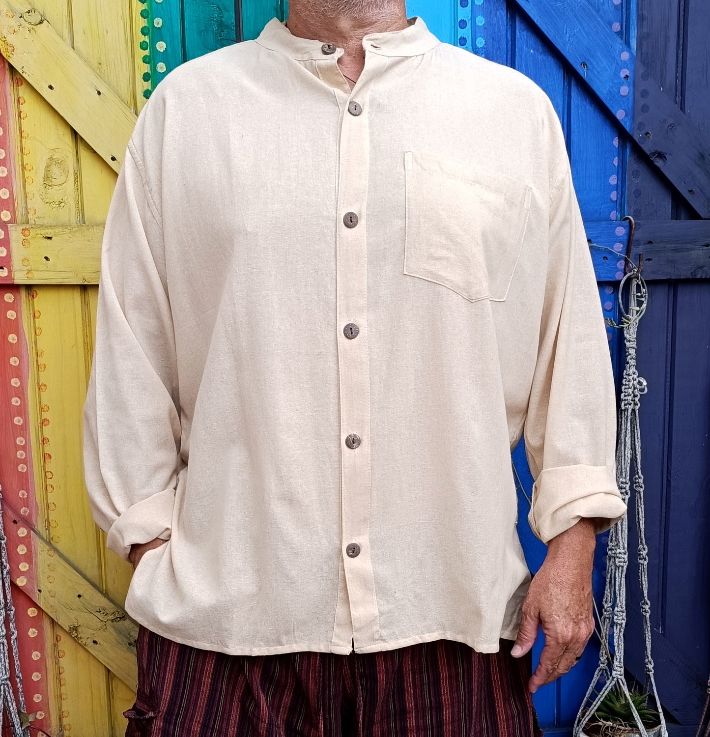 Khaddar Kurta Open Button Long Sleeve Shirts