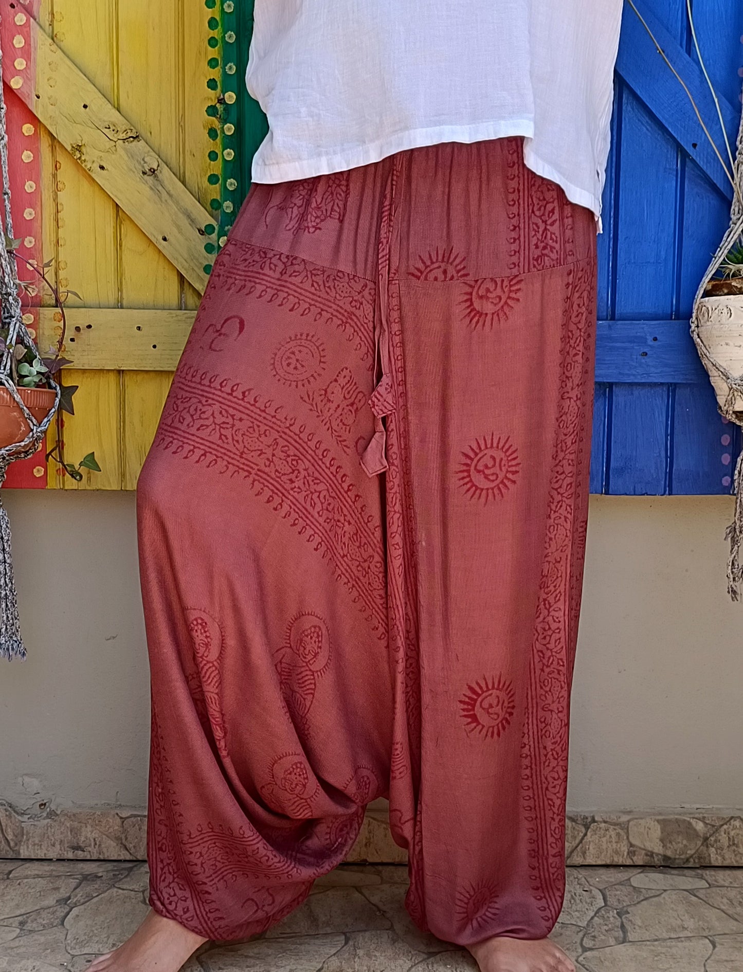 Rayon Unisex Hippie Pants Ramnami Mantra Afghan Harem Style Pants
