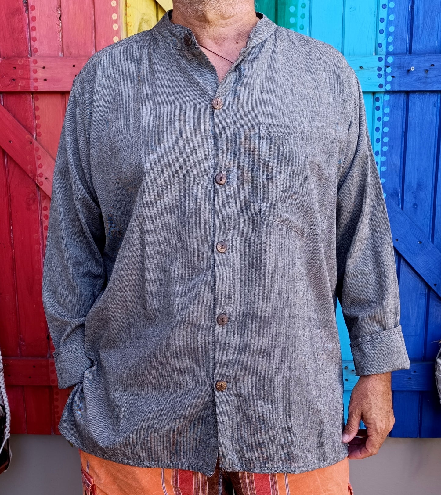 Khaddar Kurta Open Button Long Sleeve Shirts