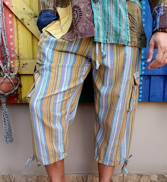 Cotton Hippie Men's 3/4 Pants Dharke Striped Drawstring