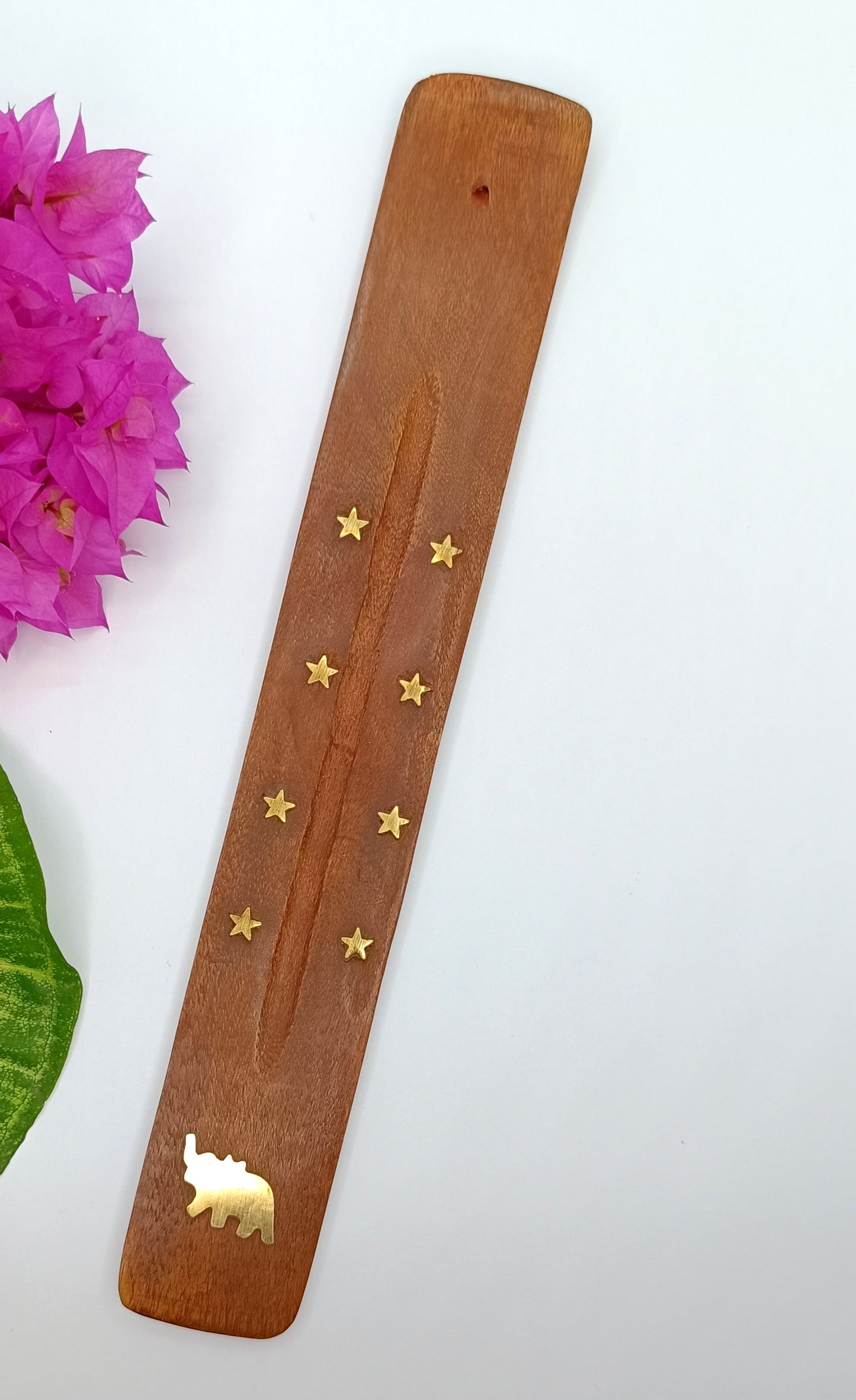 Various Flat Wooden Incense Holders with Brass Inlay