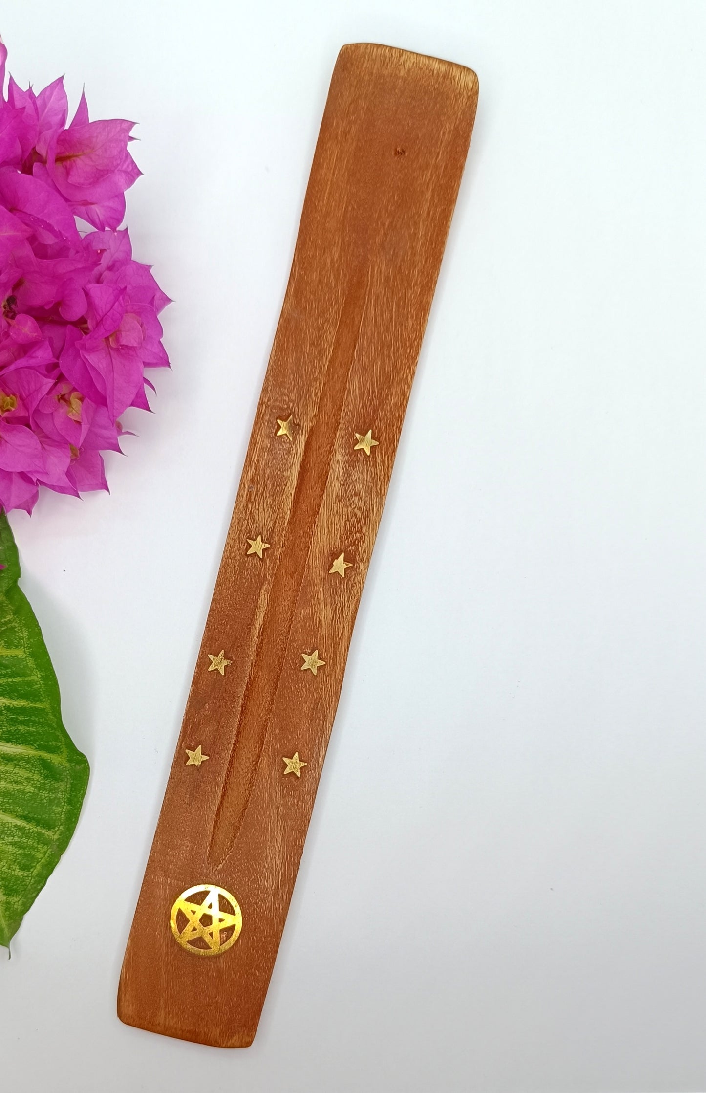 Various Flat Wooden Incense Holders with Brass Inlay