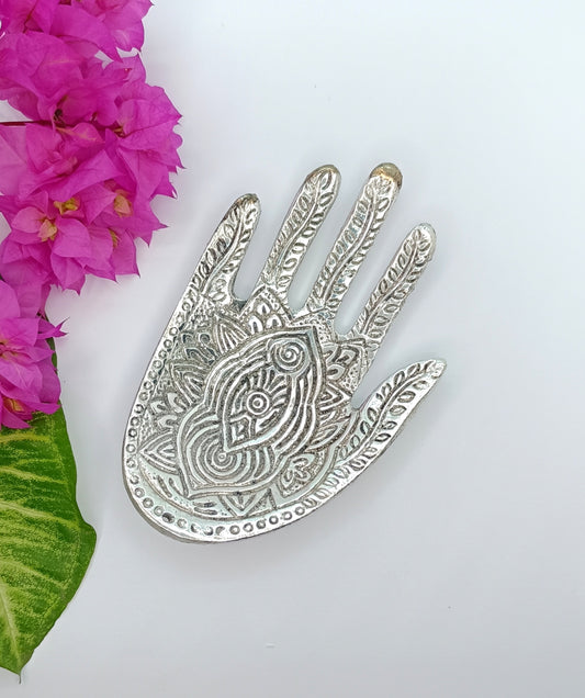 Silver Detailed Hamsa Hand Incense Holder