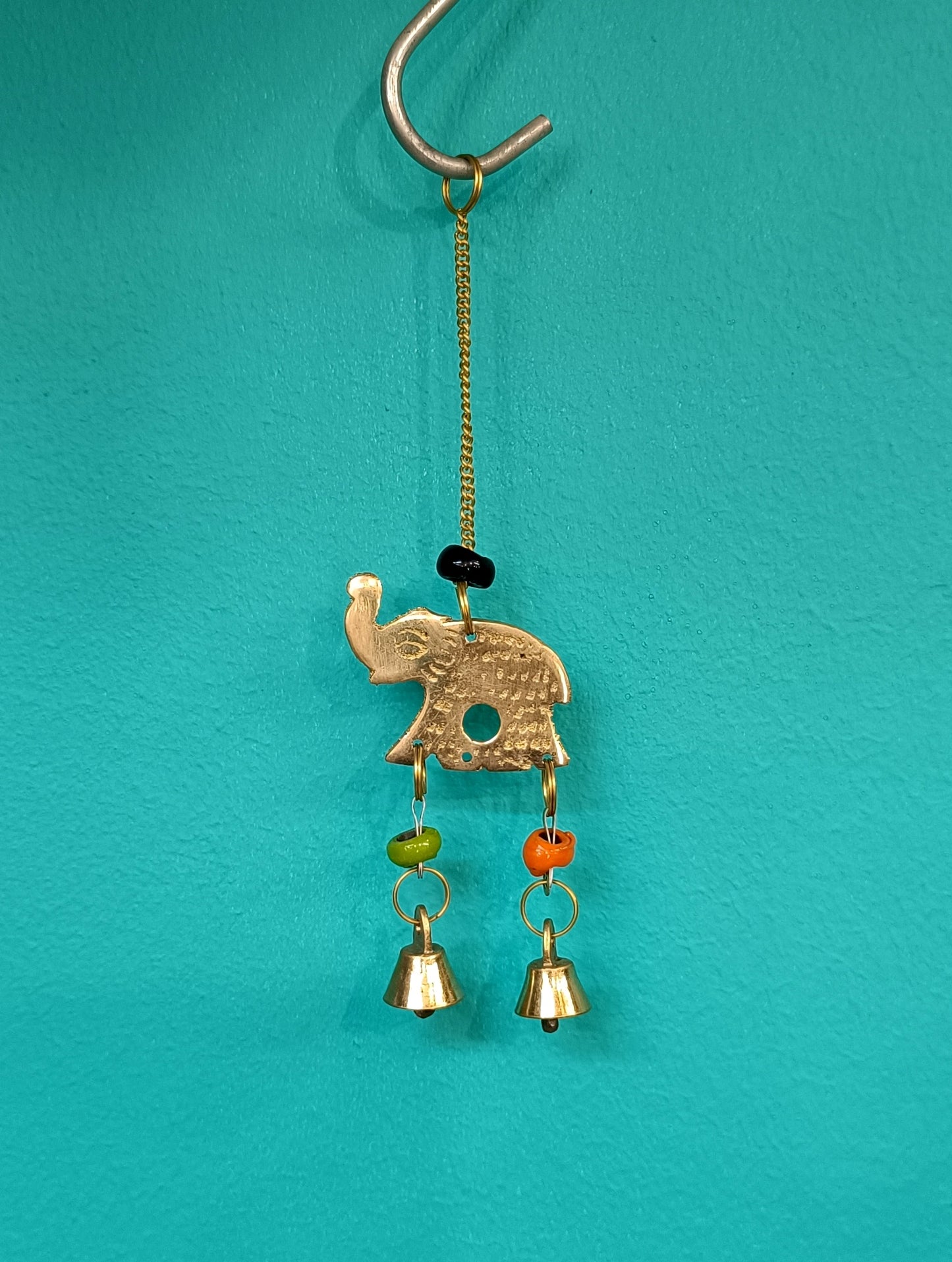 Brass Elephant with Bells Chime