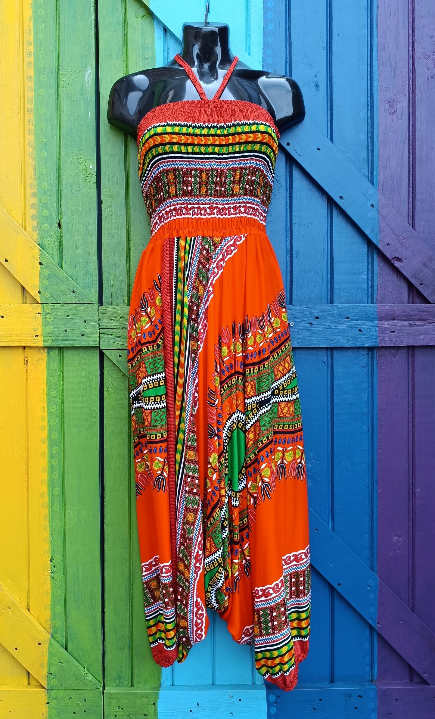 Thai Funky Afghan Harem Pants Hippie Jumpsuit - Bright