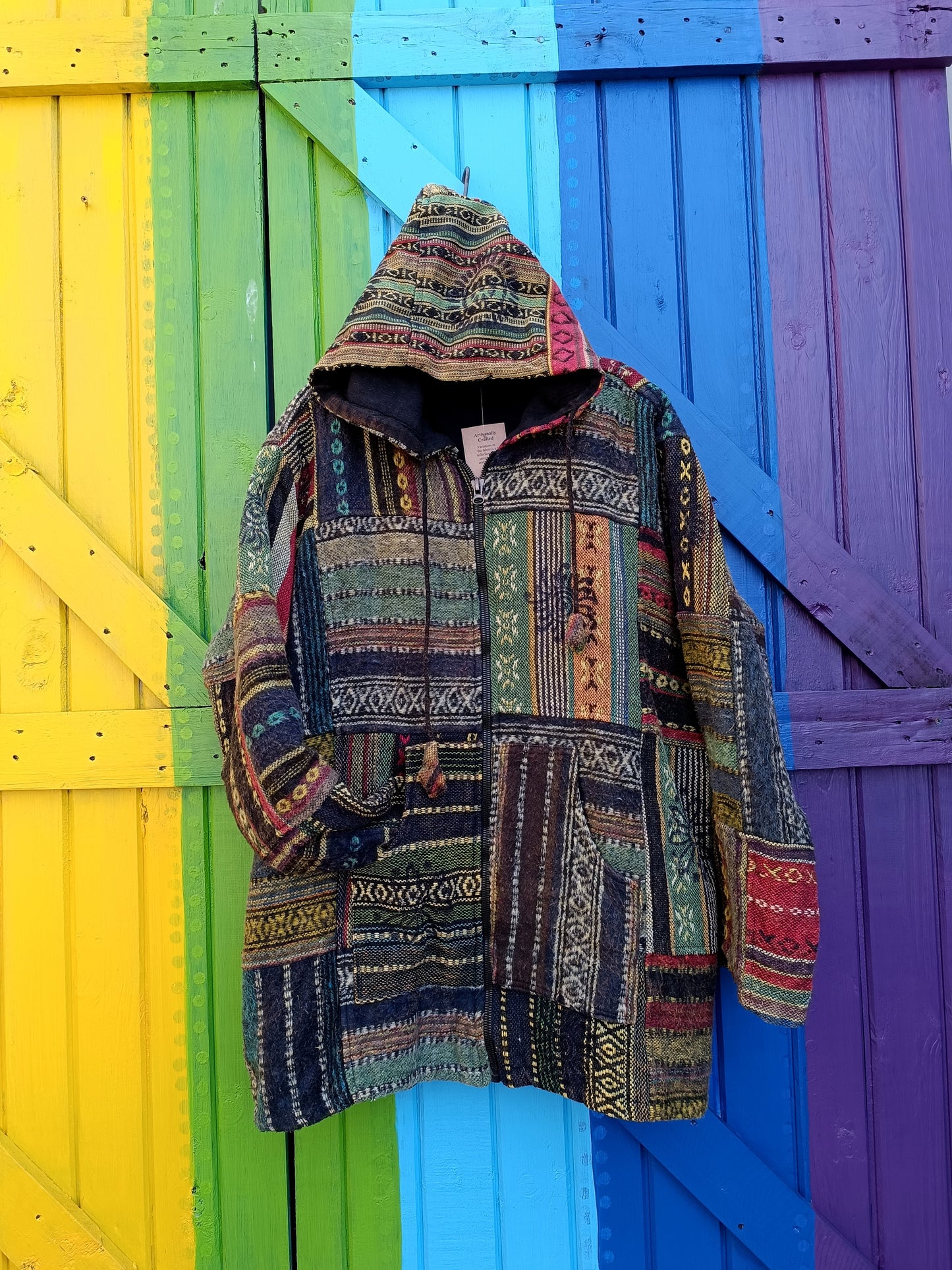 Brushed Cotton Stamped Zipped Patch Hoodies with Front Pockets - Xtra Large