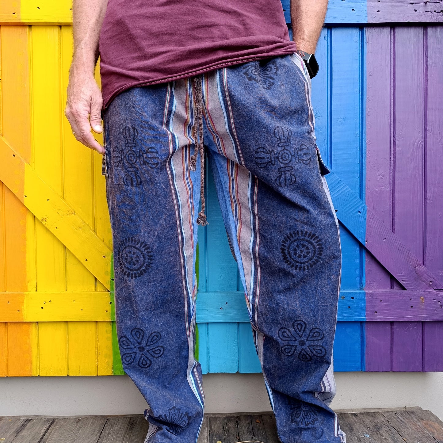 Cotton Hippie Men's Pants Shayma Acid Washed Long Pants