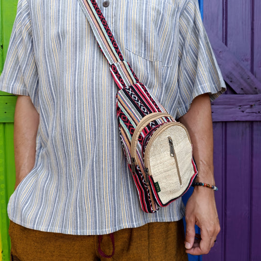 Hemp and Cotton Colourful Crossbody Bag Small