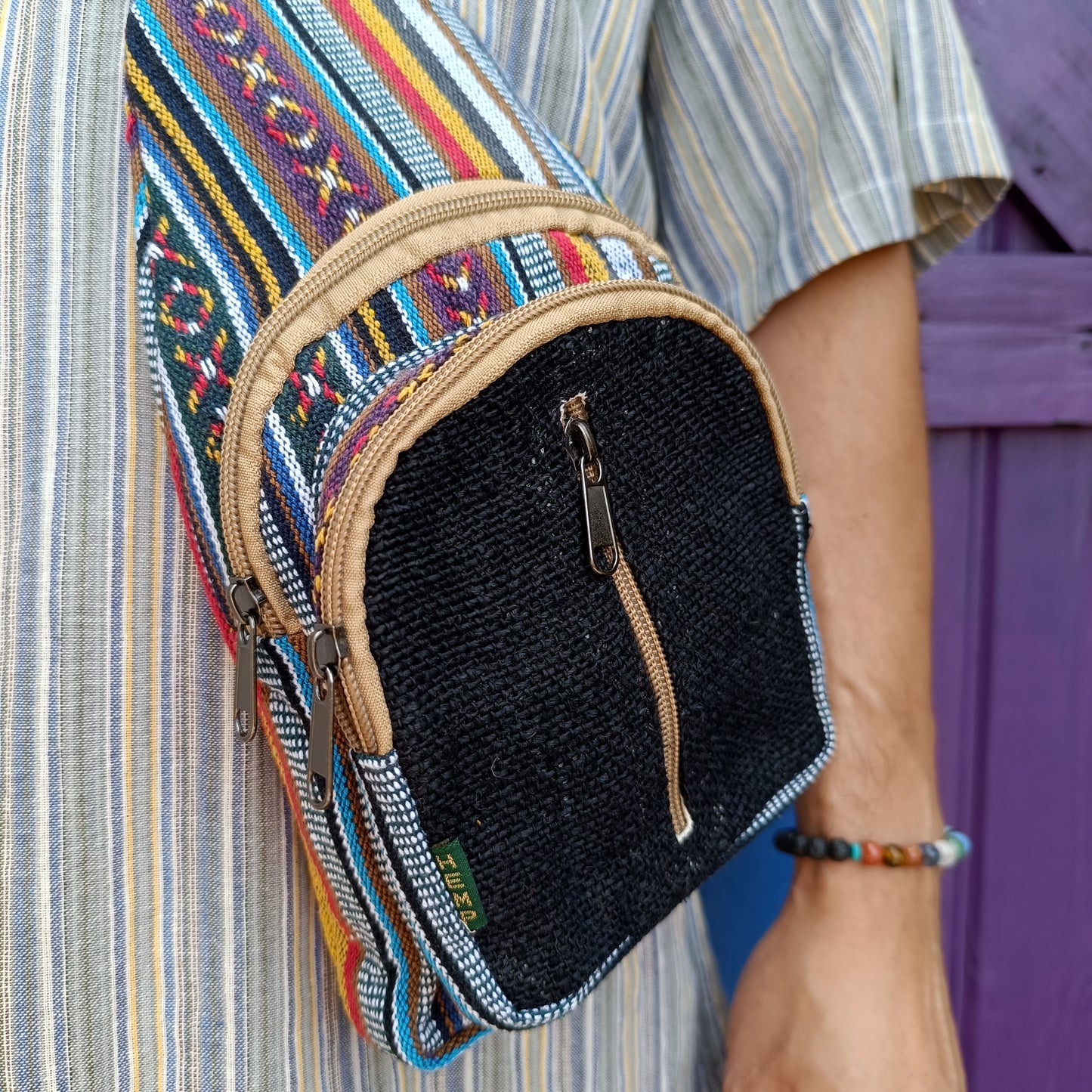 Hemp and Cotton Colourful Crossbody Bag Small
