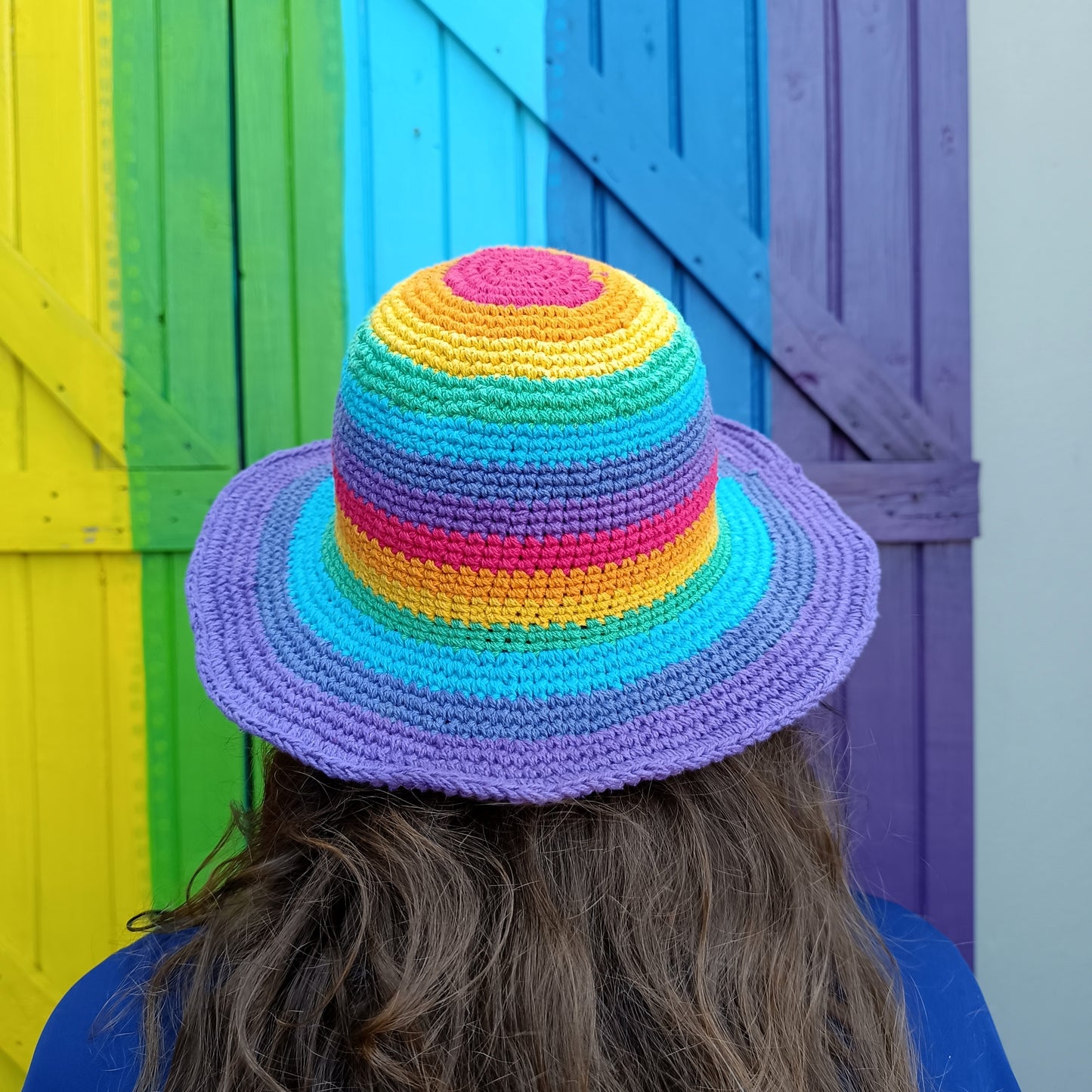 Hippie Rainbow Funky Crochet Wired Cotton Hats