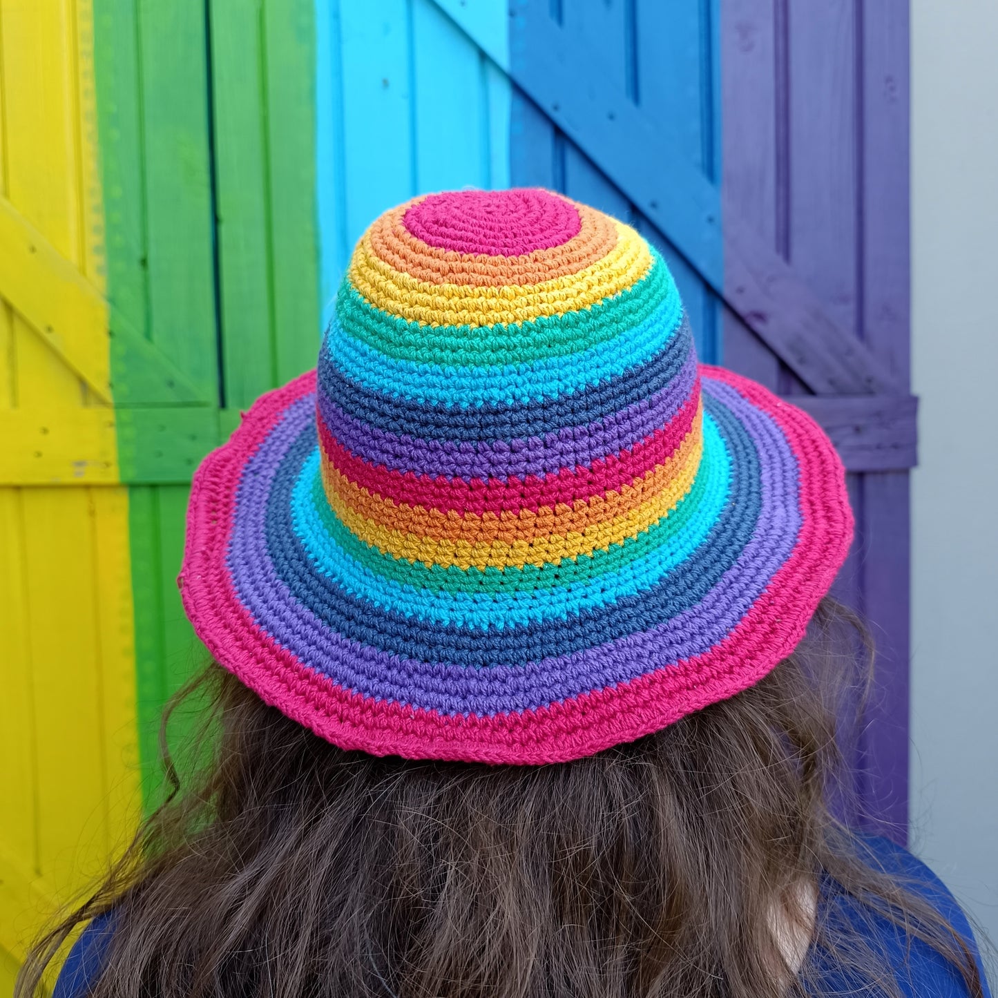 Hippie Rainbow Funky Crochet Wired Cotton Hats