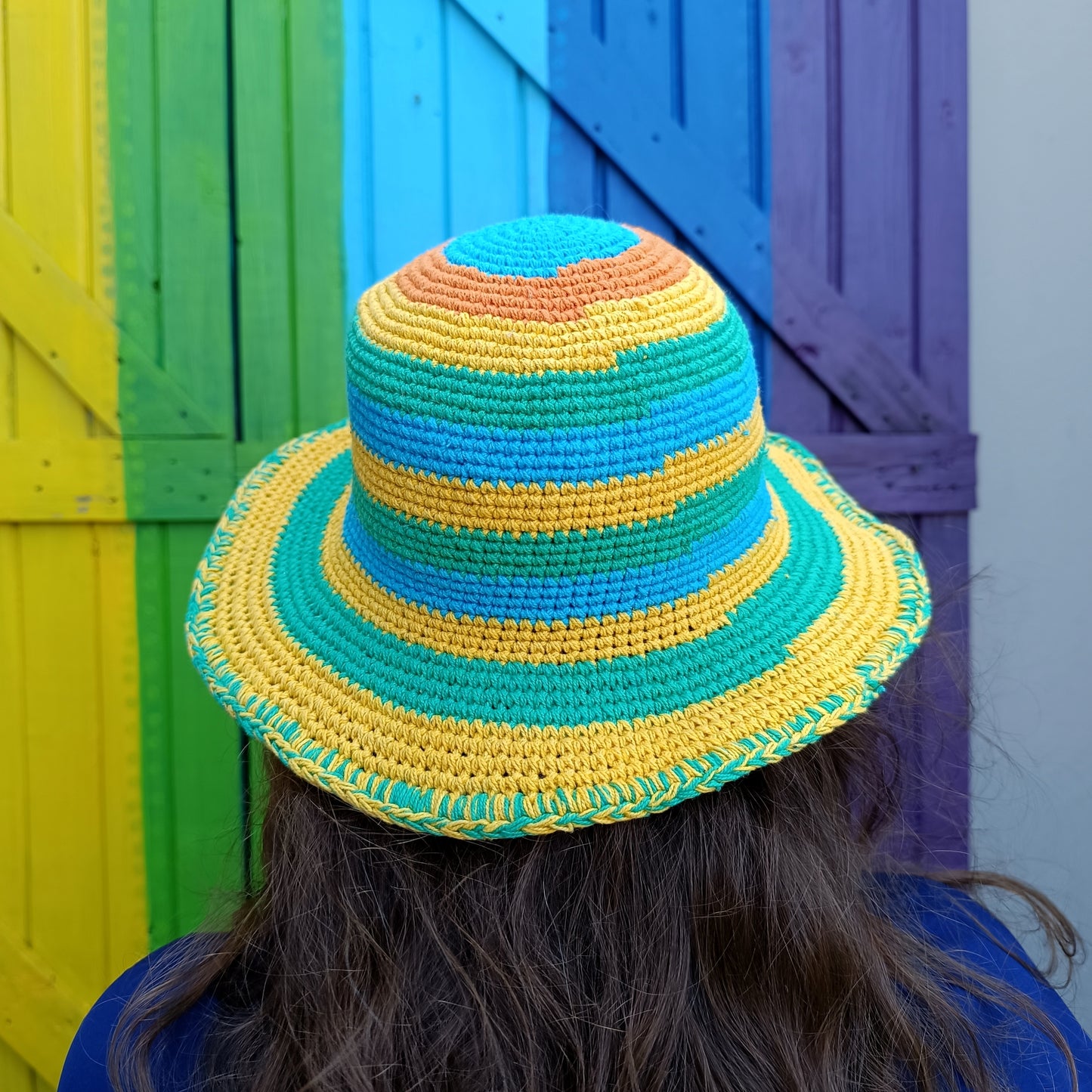 Hippie Rainbow Funky Crochet Wired Cotton Hats