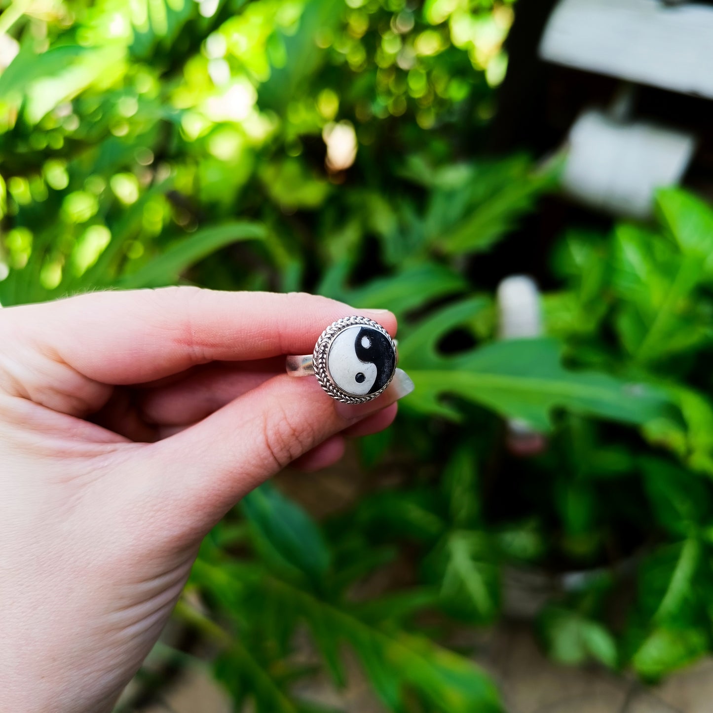 Yin and Yang Adjustable Brass Ring