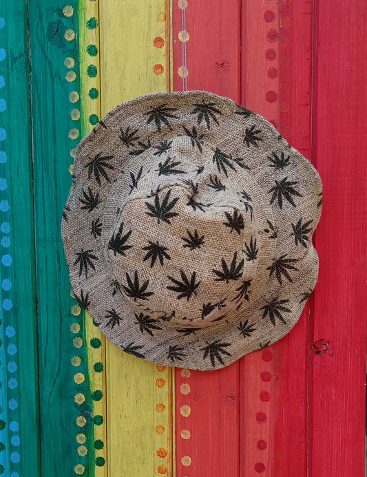 Hemp Marijuana Leaf Printed Wired Edge Hats