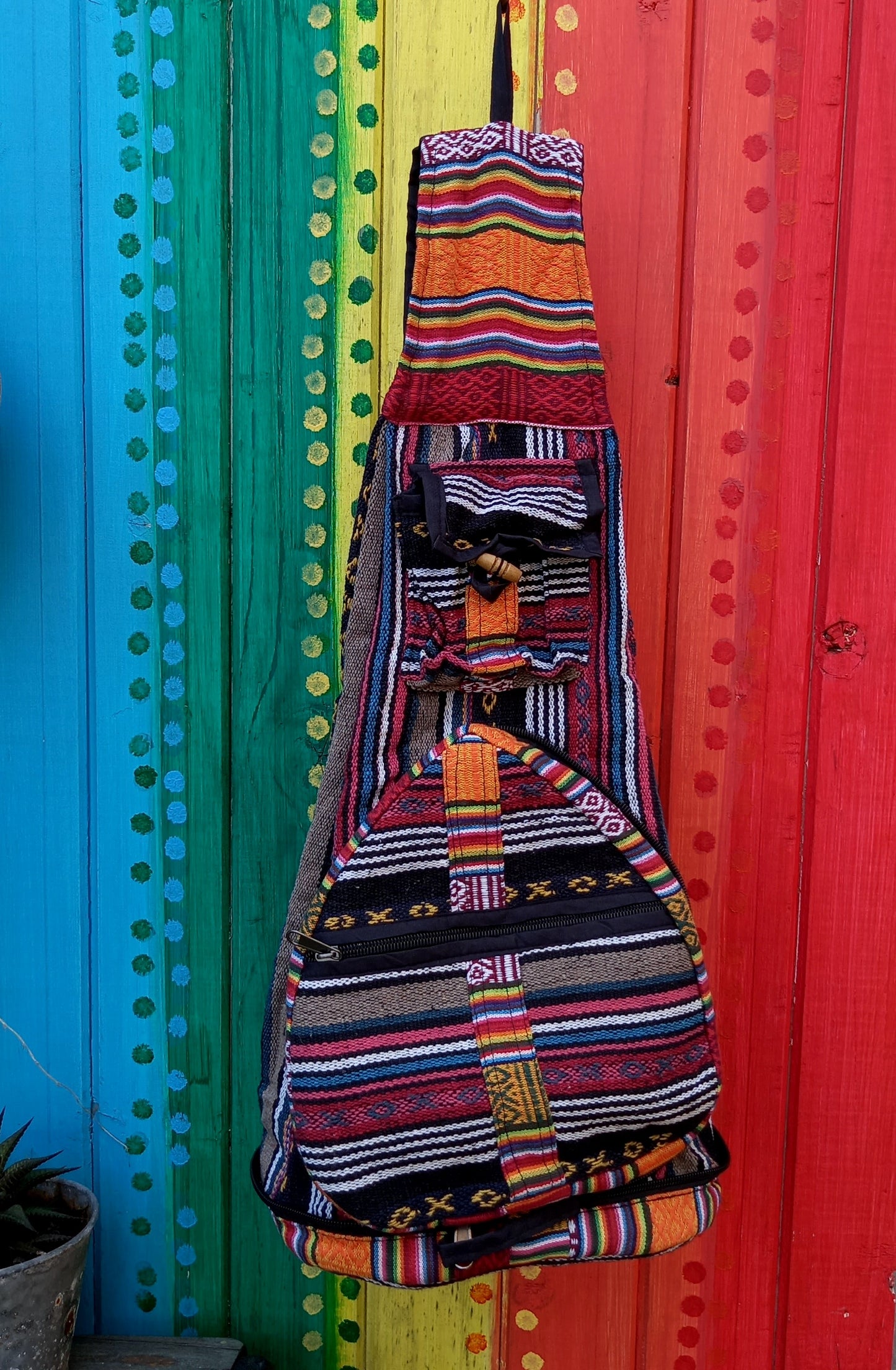 Funky Hippie Cotton Gheri Heart Foldup Backpack Crossbody