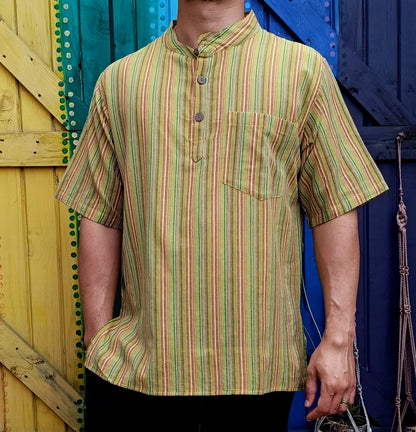 Men's Kurta Dharke Short Sleeve Cotton Shirts