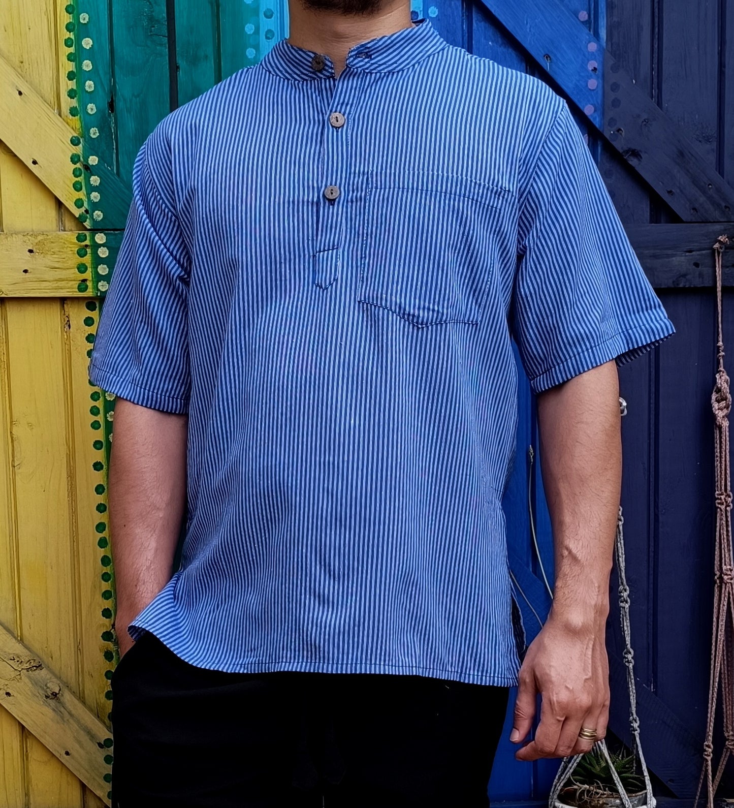 Cotton Hippie Men's Kurta Dharke Short Sleeve Shirts