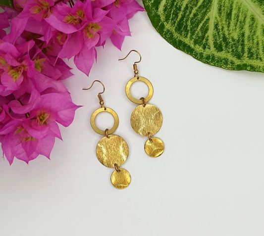 Brass Tiered Earrings