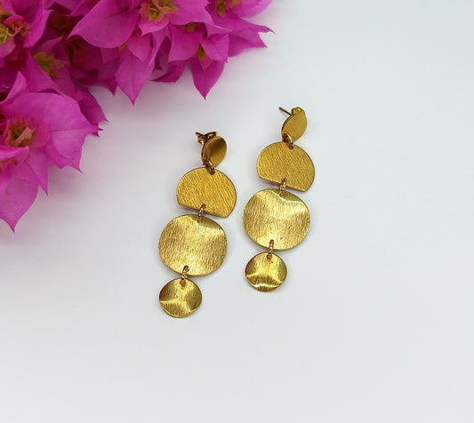 Brass Tiered Stud Earrings