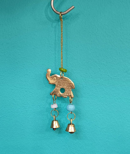 Brass Elephant with Bells Chime