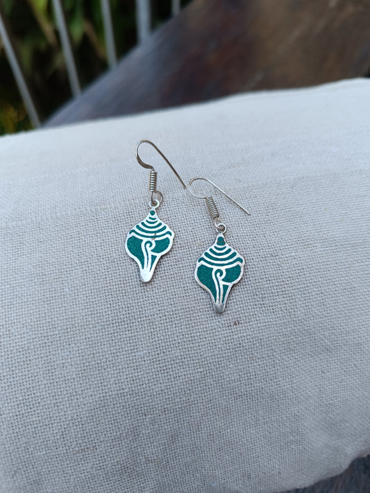 Nepalese Turquoise Shell In Lay Earrings