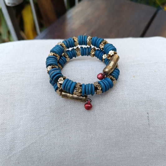 Wooden Beaded Adjustable Bracelets with Bells