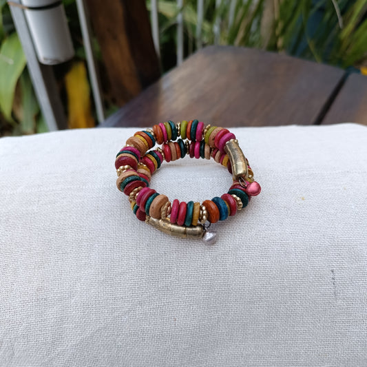 Wooden Beaded Adjustable Bracelets with Bells