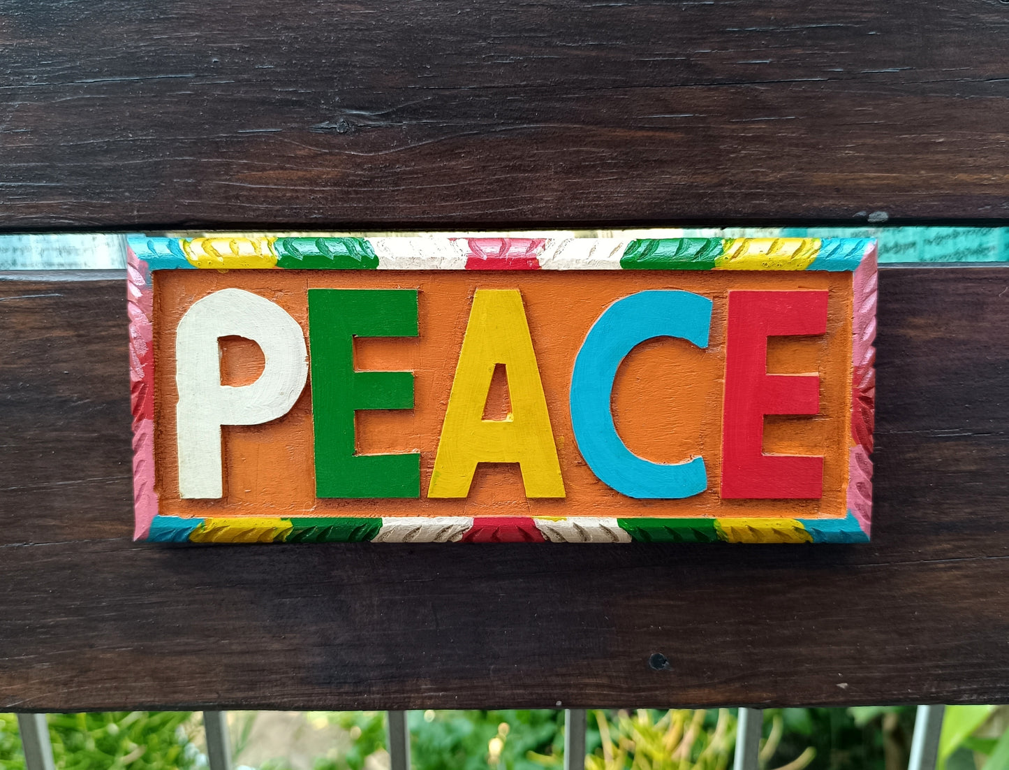 PEACE Hanging Sign Wooden Board Plague Wall Decor