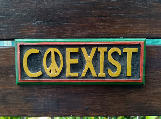 COEXIST Hanging Sign Wooden Board Plague Wall Decor