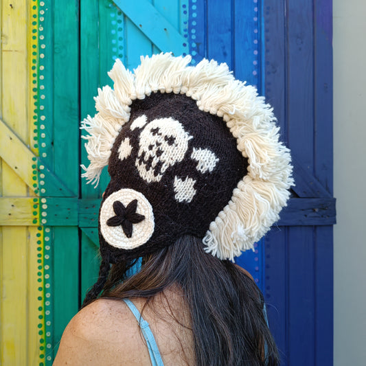 Skull with Mohawk Hand Knitted Woolen Beanies Unisex Funky Hippie Hats