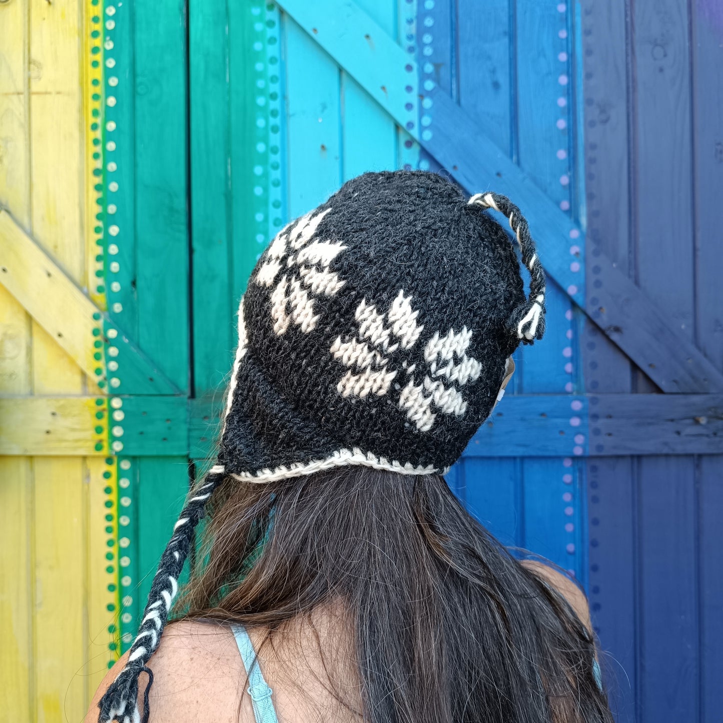 Hand Knitted Woolen Beanies with Tassels Unisex Funky Hippie Hats