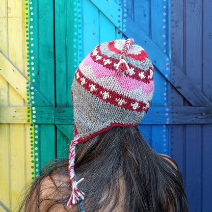 Hand Knitted Woolen Beanies with Tassels Unisex Funky Hippie Hats