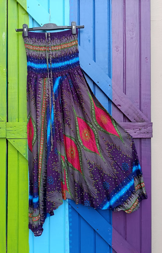 Thai Funky Afghan Harem Pants Hippie Jumpsuit - Bright Stripe