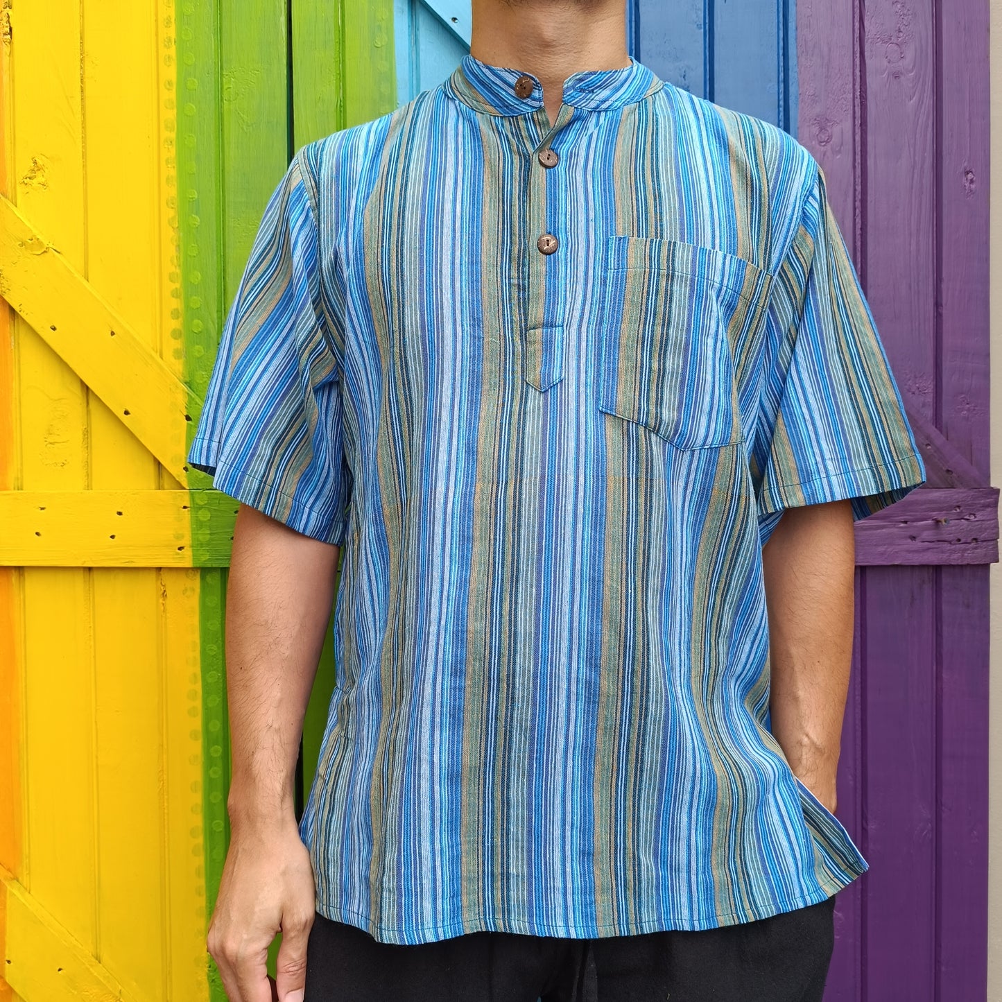 Men's Kurta Dharke Short Sleeve Cotton Shirts